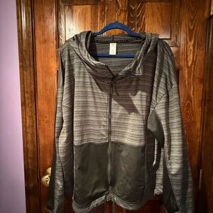 Gray and Black Striped zip up running jacket